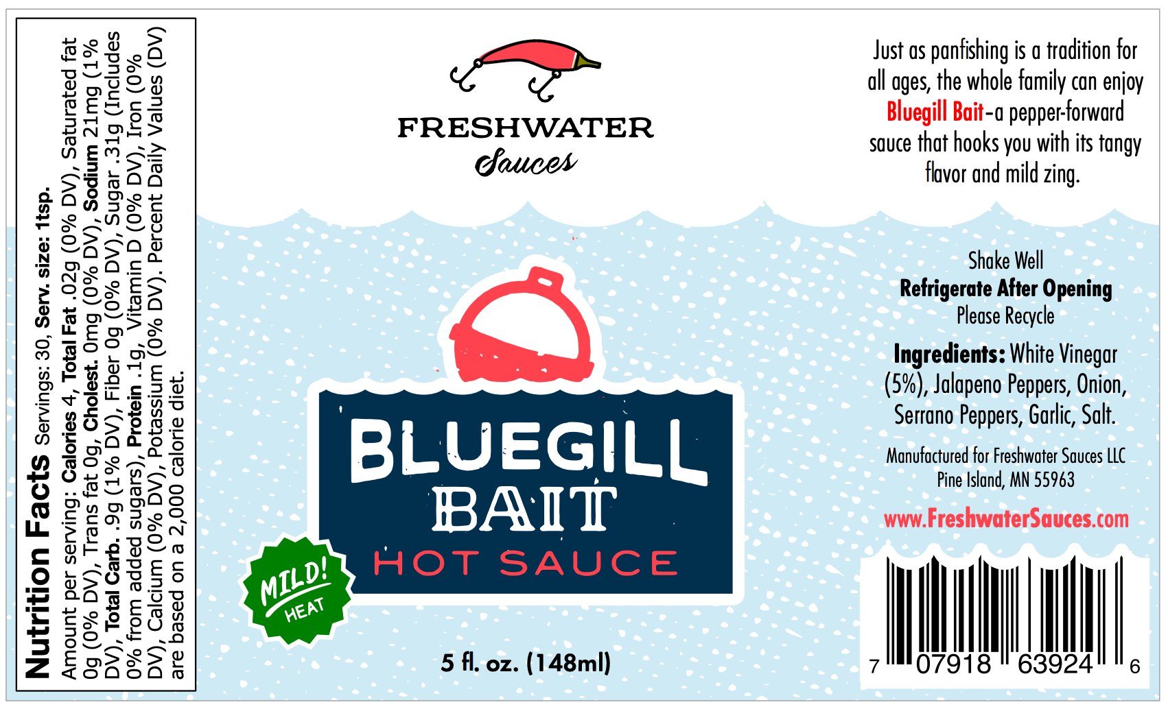 12-Bottle Case of Bluegill Bait Hot Sauce
